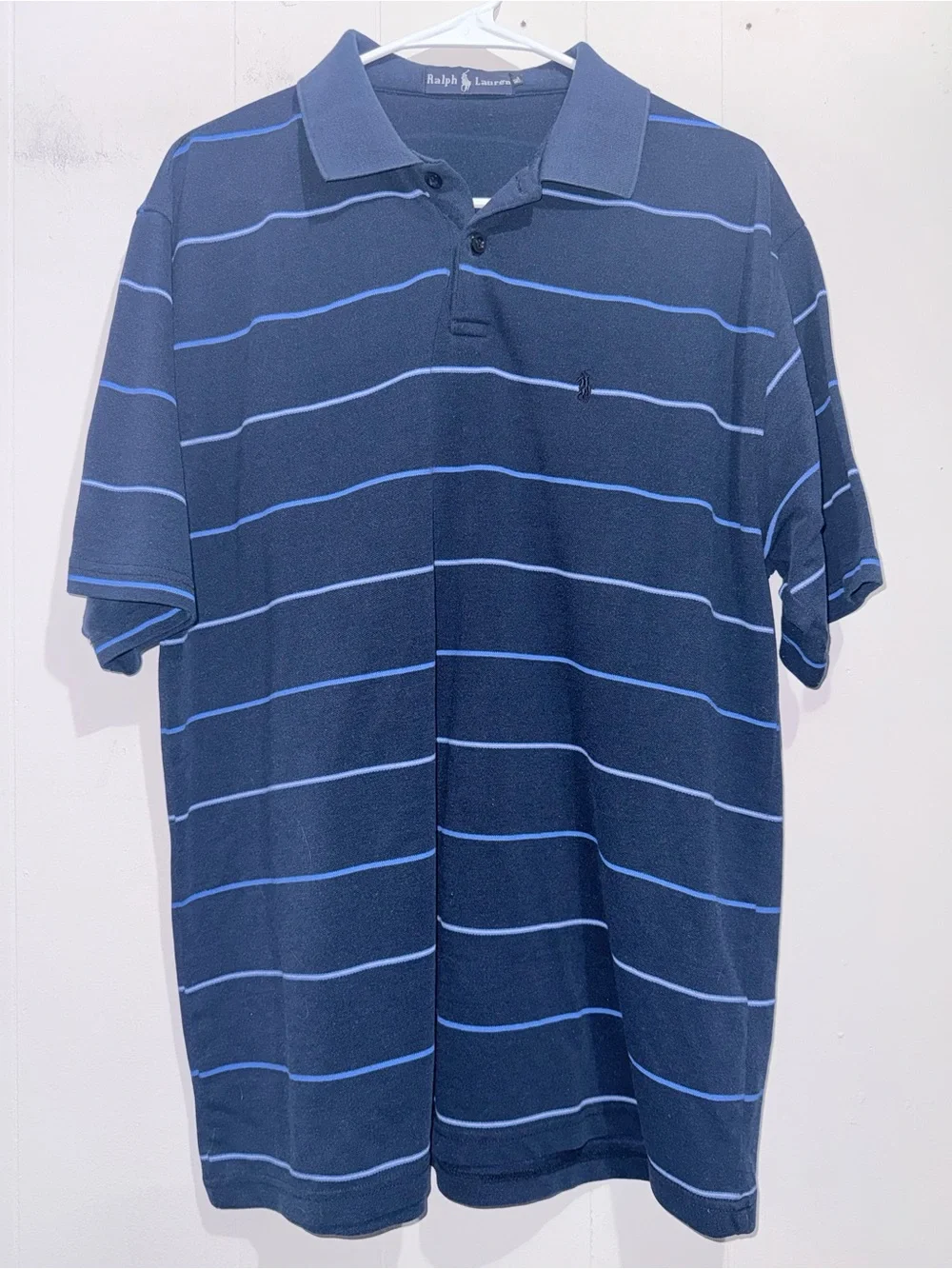 VTG Polo Ralph Lauren Striped Knit Polo Shirt Navy XXL 80s 90s
